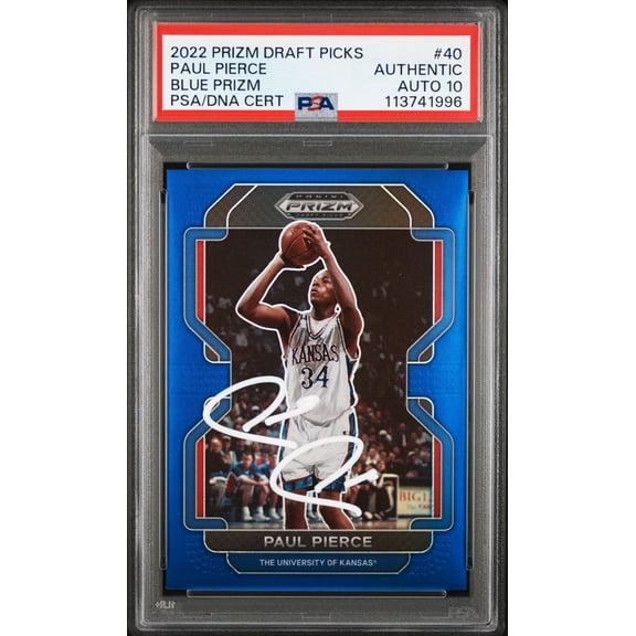 Paul Pierce 2022 Panini Prizm Blue Signed Card #40 Auto Graded PSA 10 100/199