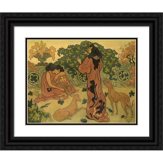 Paul Ranson 24x19 Black Ornate Framed Double Matted Museum Art Print Titled: The Princesses on the Terrace, February 1894 (1894)