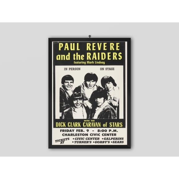 Paul Revere And The Raiders 1968 Charleston Concert Poster, Vintage Music Wall Art Print
