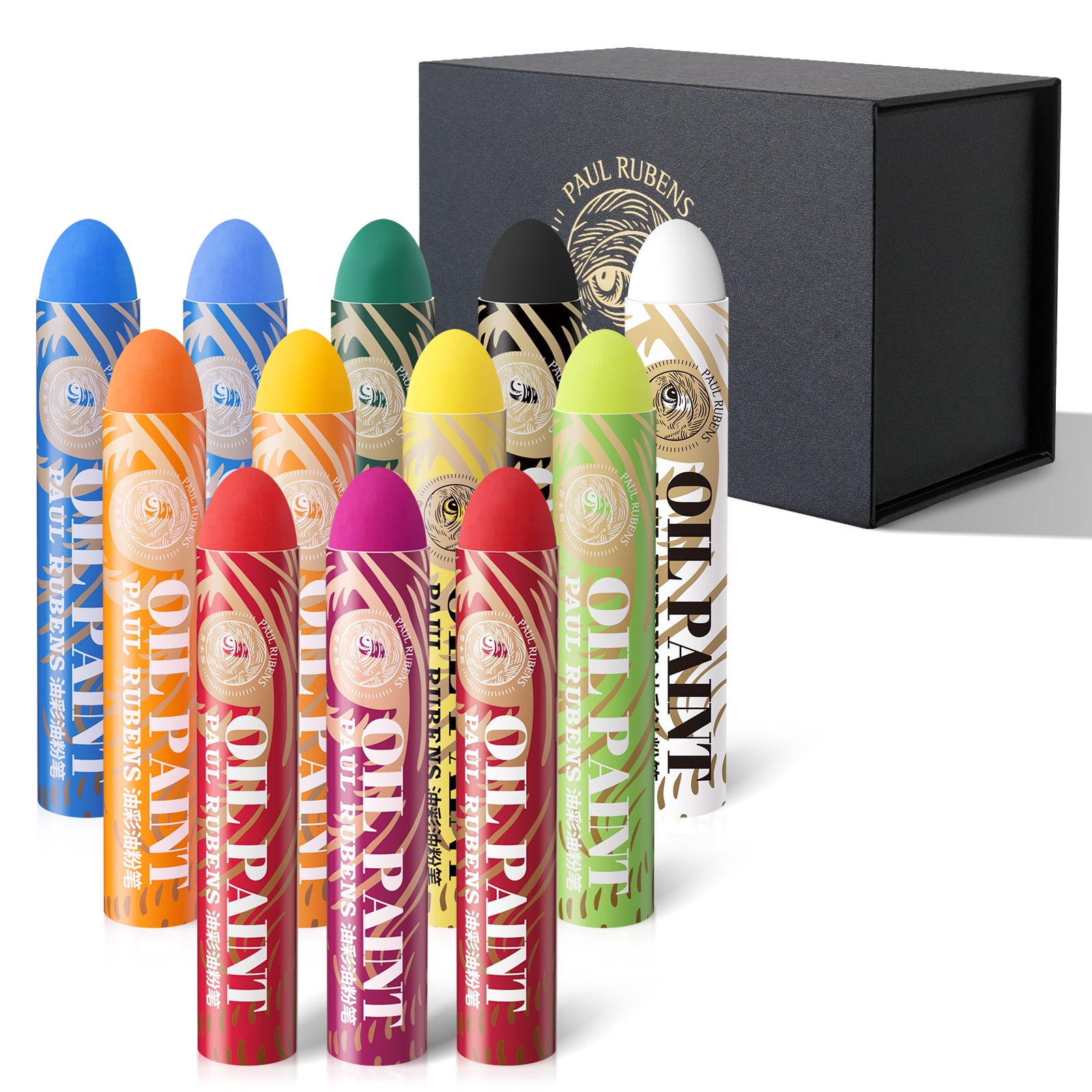 Paul Rubens HAIYA Oil Pastels, Creamy and Easy to Blend, 12 Vibrant Colors Extra Large Oil Pastels Set A for Artists, Students, Painting Drawing, Coloring