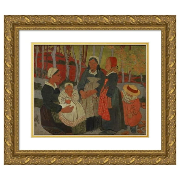 Paul Sérusier 18x15 Gold Ornate Wood Frame and Double Matted Museum Art Print Titled - Bretons in the Forest of Huelgoat (1893)