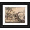 thumbnail image 1 of Paul Sandby 14x12 Black Ornate Wood Framed Double Matted Museum Art Print Titled: Iron Forge on the River Kent, Westmorland, 1 of 5