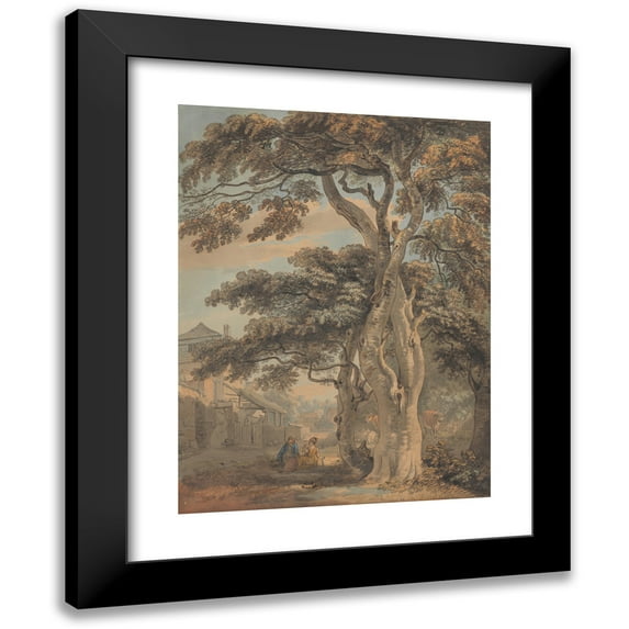 Paul Sandby 15x18 Black Modern Framed Museum Art Print Titled - Couple in a Farmyard