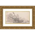 thumbnail image 1 of Paul Sandby 18x11 Gold Ornate Wood Frame and Double Matted Museum Art Print Titled - Cart Bearing a Large Tree Trunk, 1 of 4