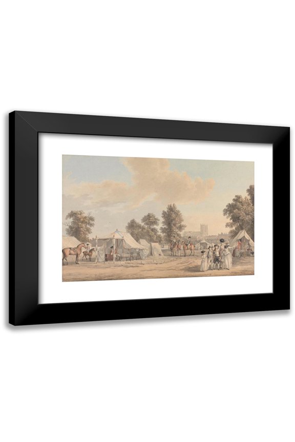 Paul Sandby 24x17 Black Modern Framed Museum Art Print Titled - An Encampment in St. James Park