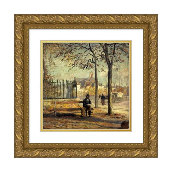 Paul Schaan 15x15 Gold Ornate Wood Frame and Double Matted Museum Art Print Titled - The Quai De L'Hotel-De-Ville Vu De L'Ile De La Cite (1896)