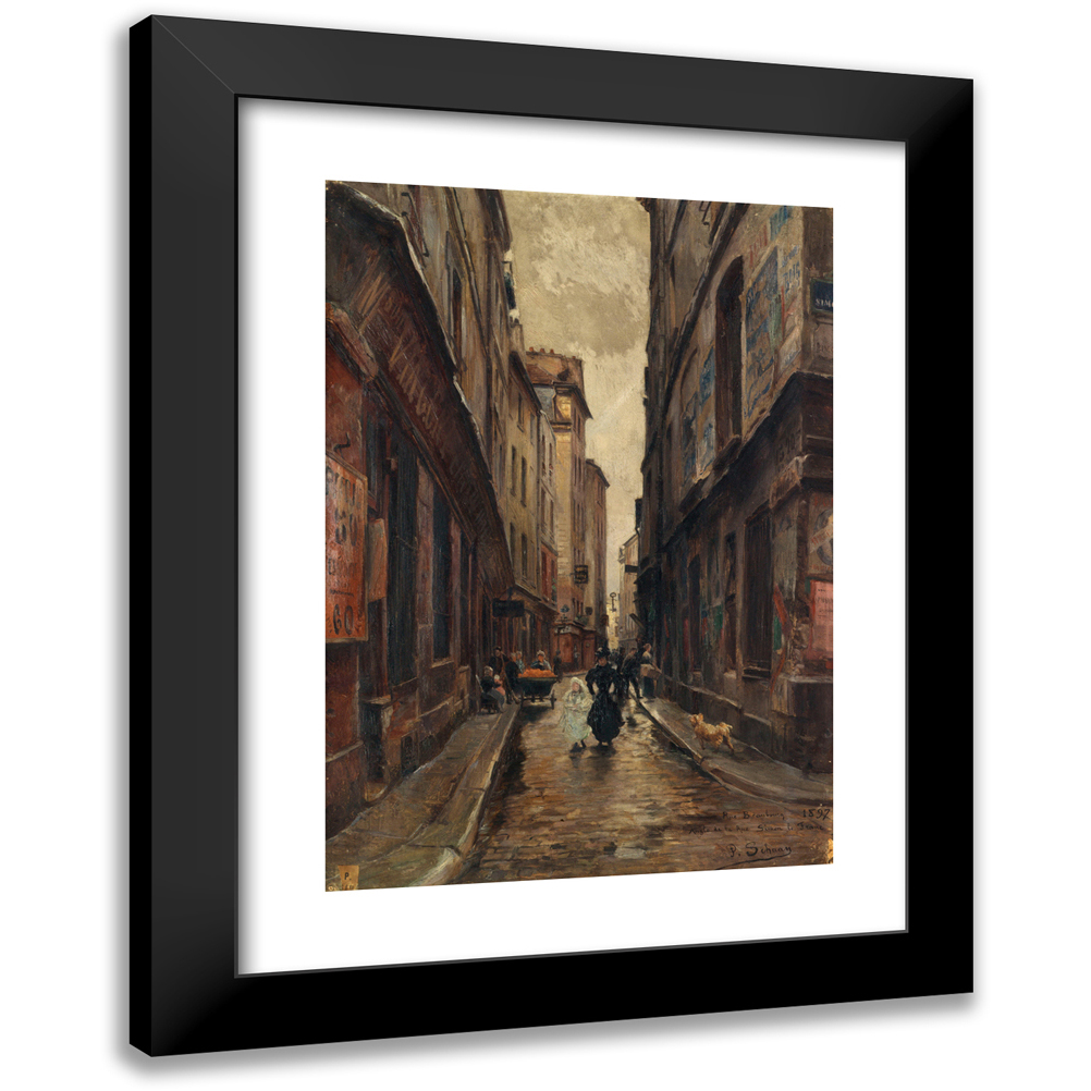 Paul Schaan 18x24 Black Modern Framed Museum Art Print Titled - Rue Beaubourg at the Corner of Rue Simon-Le-Franc (1897)