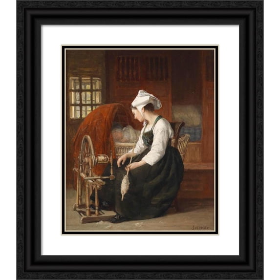 Paul Seignac 15x18 Black Ornate Wood Framed Double Matted Museum Art Print Titled - The Young Mother