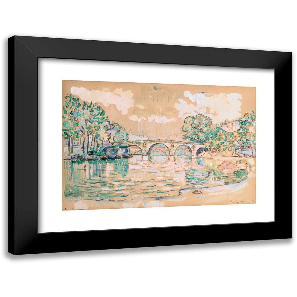 Paul Signac 14x11 Black Modern Framed Museum Art Print Titled - Paris, Le Pont Marie (1910)
