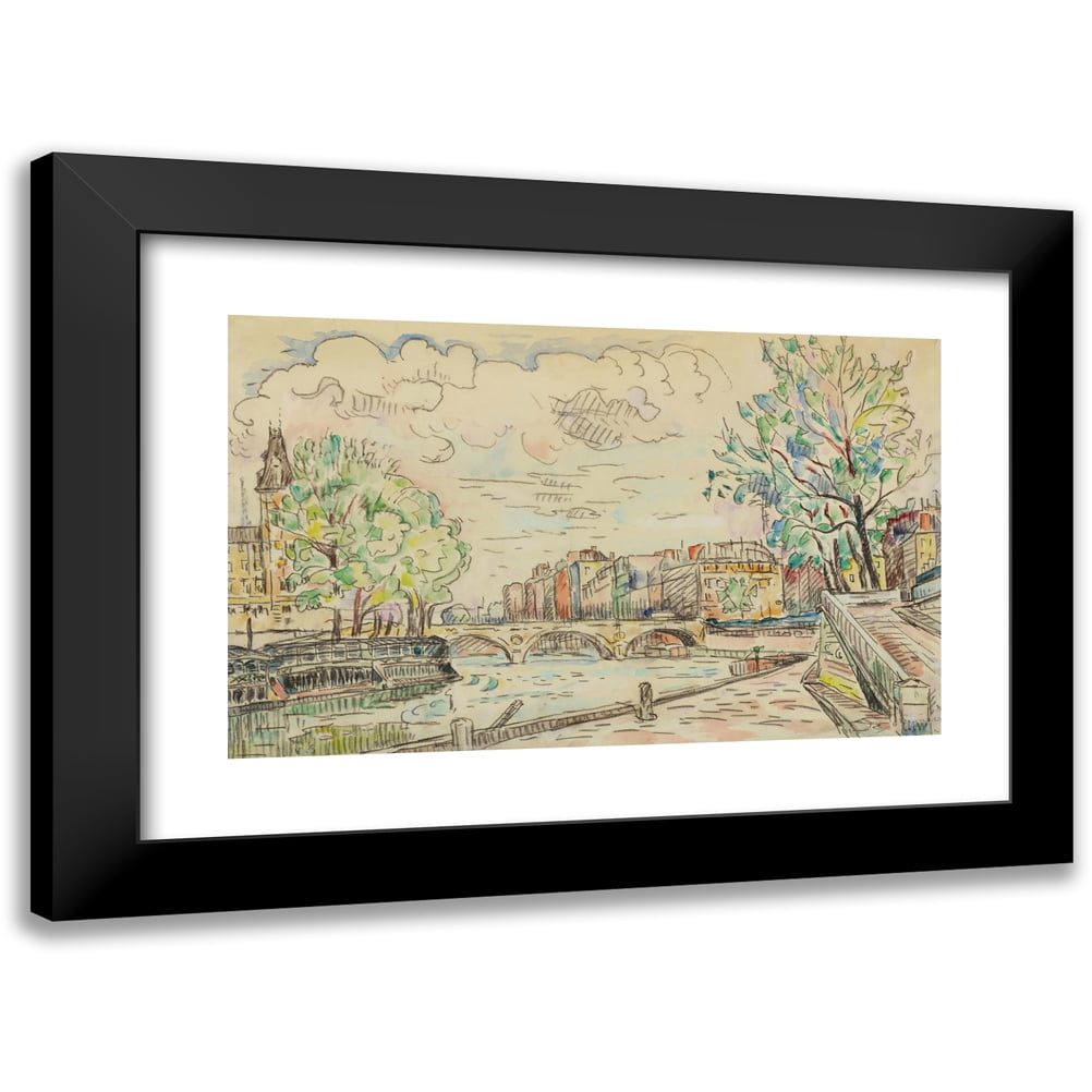 Paul Signac 18x13 Black Modern Framed Museum Art Print Titled - Paris, Le Pont Louis Philippe