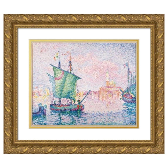 Paul Signac 18x15 Gold Ornate Wood Frame and Double Matted Museum Art Print Titled - Venice, the Pink Cloud, 1909