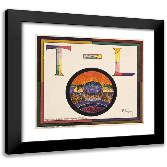 Paul Signac 22x20 Black Modern Framed Museum Art Print Titled - Application of Charles Henry's Chromatic Circle; Theatre-Libre Playbill of January 31, 1889 (1889)