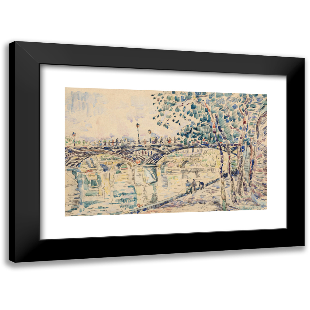 Paul Signac 24x17 Black Modern Framed Museum Art Print Titled - Paris, Le Pont Des Arts (circa 1925)