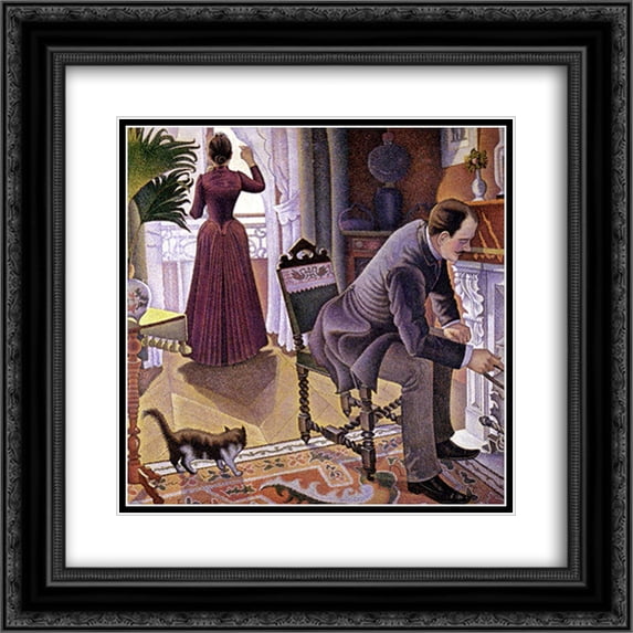 Paul Signac 2x Matted 20x20 Black Ornate Framed Art Print 'Sunday'