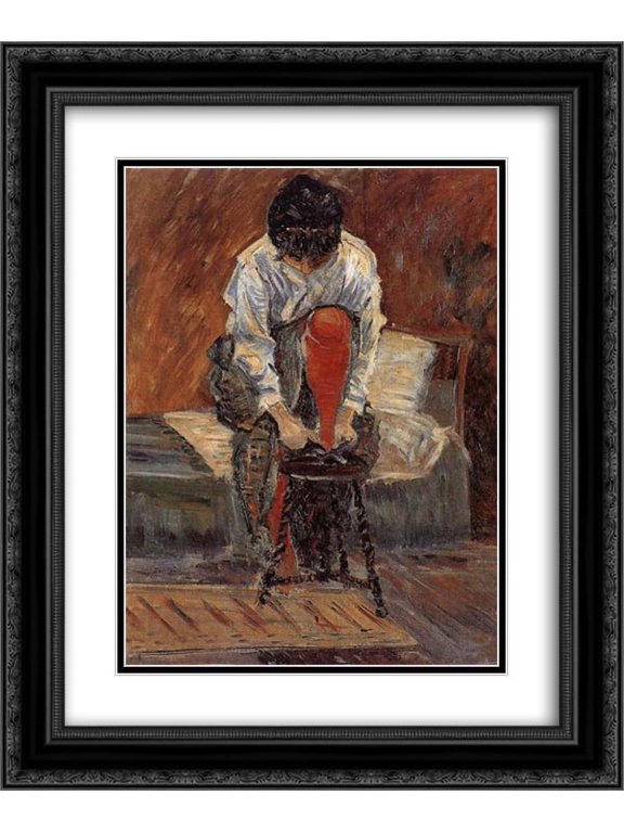 Paul Signac 2x Matted 20x24 Black Ornate Framed Art Print 'Red silk stockings'