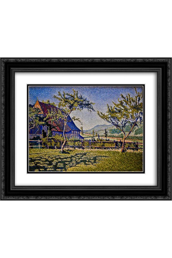 Paul Signac 2x Matted 24x20 Black Ornate Framed Art Print 'Comblat Castle, The Pre'