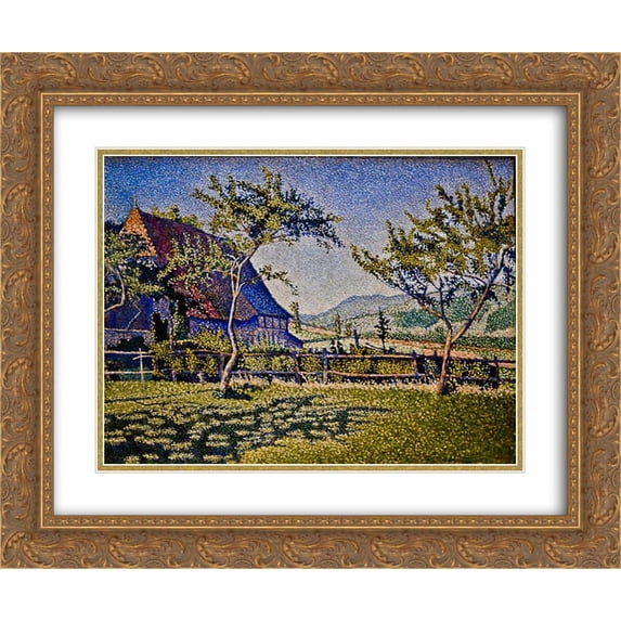 Paul Signac 2x Matted 24x20 Gold Ornate Framed Art Print 'Comblat Castle, The Pre'