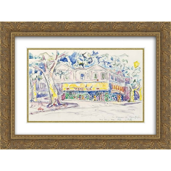 Paul Signac 2x Matted 24x20 Gold Ornate Framed Art Print 'The House of Van Gogh (Arles, place Lamartine)'