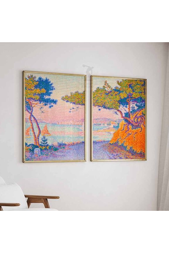 Paul Signac Expressionist Fauvist Floral Scenery Wall Art Print Set 2 Stretched Canvas 16x24