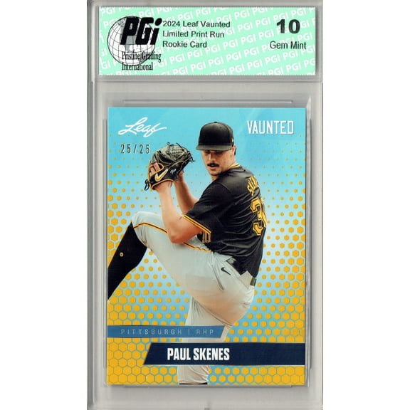 Paul Skenes 2024 Leaf Vaunted V-12 Gold SP 25 Made Debut Year Rookie Card PGI 10
