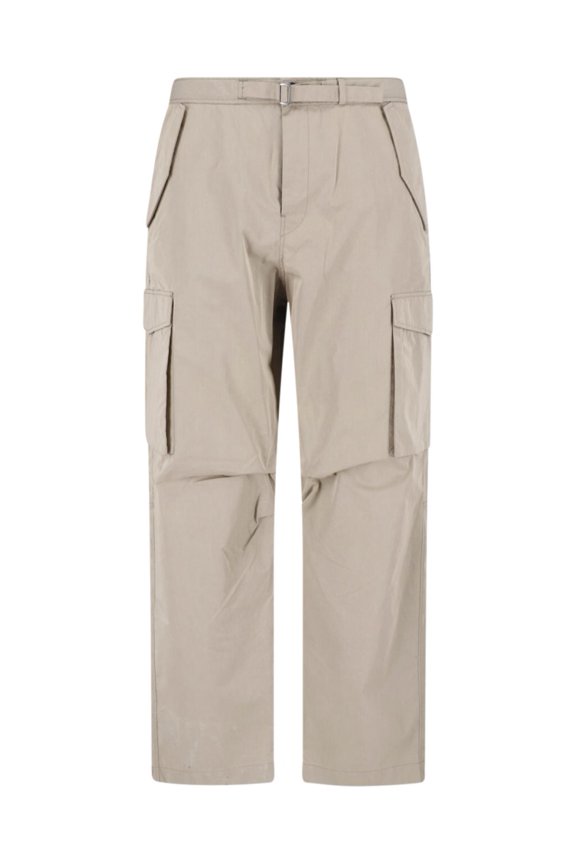 Beige Mid-Rise Cotton Cargo Pants (Men's)