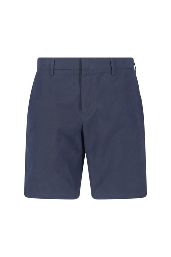Blue Mid-Rise Cotton Straight Shorts (Men's)