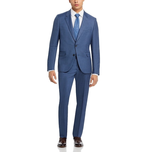 Paul Smith Mens Extra-Slim fit Soho 2 Piece Suit 38 R / 34 Waist Blue Solid Wool