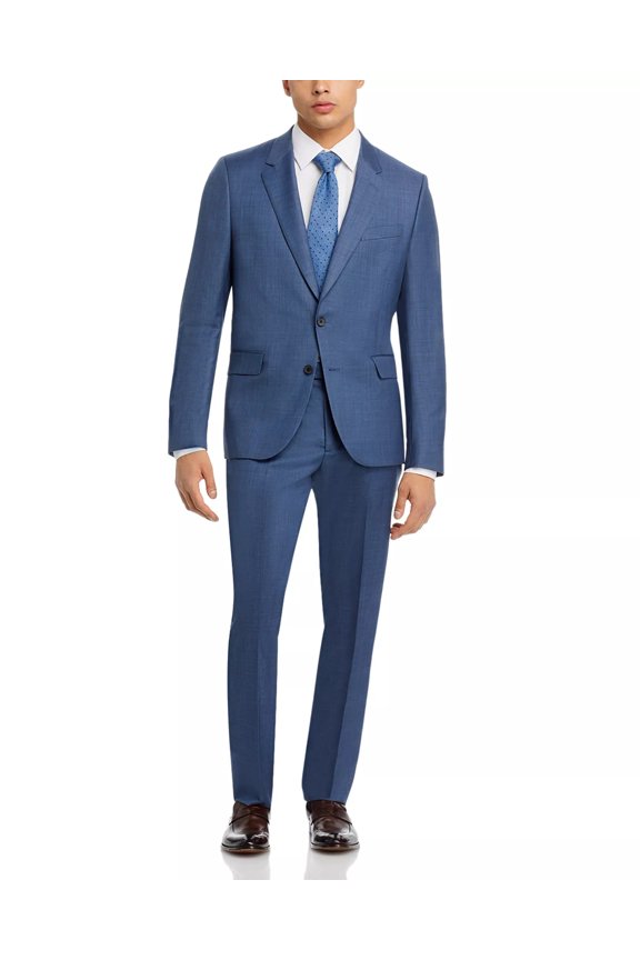 Mens Extra Slim fit Soho 2 Piece Suit 42 R / 36 Waist Blue Solid