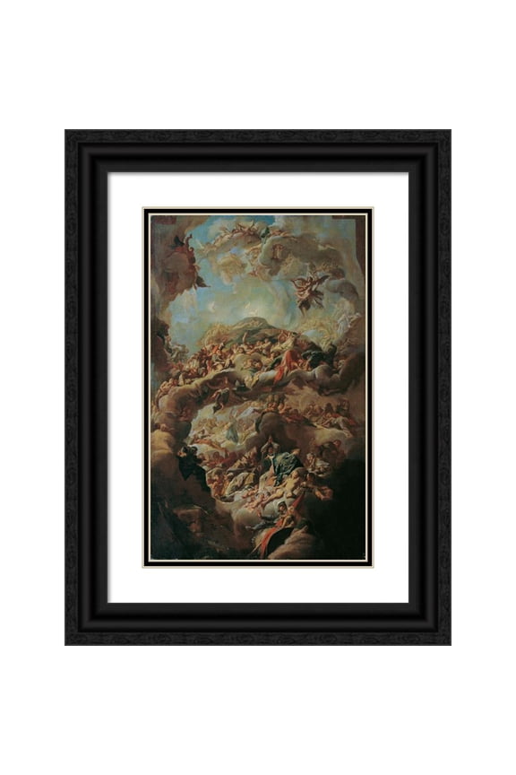 Paul Troger 11x14 Black Ornate Wood Framed Double Matted Museum Art Print Titled: The Adoration of the Lamb by the 24 Oldest (1748-1750)