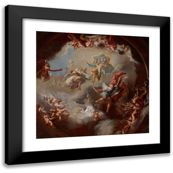 Paul Troger 16x15 Black Modern Framed Museum Art Print Titled - Revelation of the Messiah from the Virgin (1729)