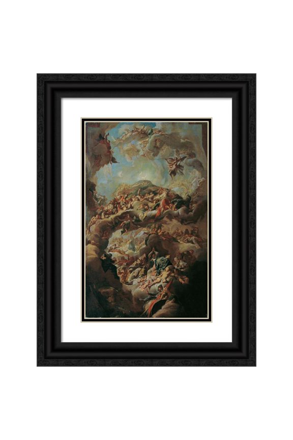 Paul Troger 17x24 Black Ornate Framed Double Matted Museum Art Print Titled: The Adoration of the Lamb by the 24 Oldest (1748-1750)