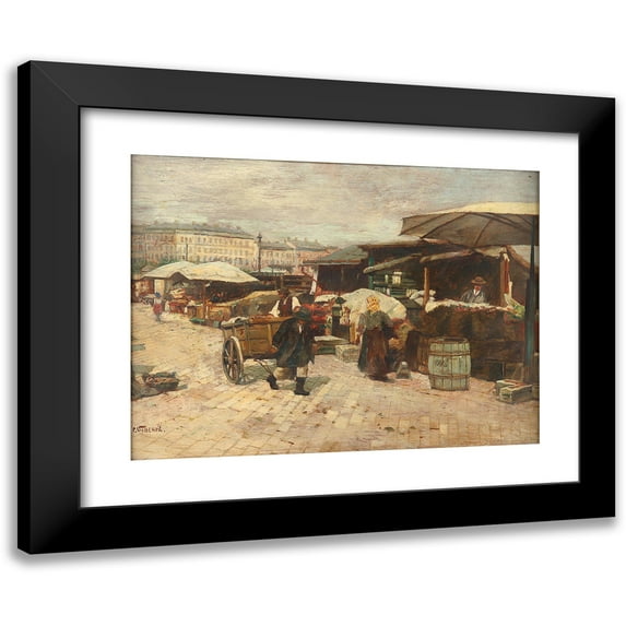 Paul Unbereit 18x14 Black Modern Framed Museum Art Print Titled - Naschmarkt in Vienna