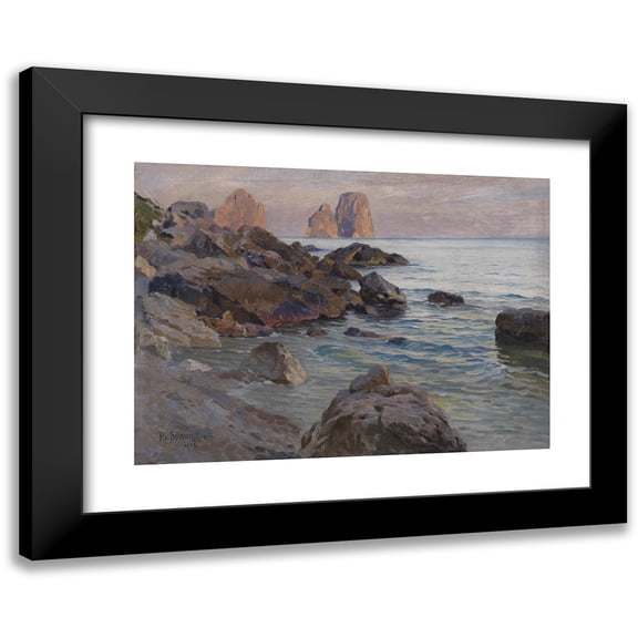 Paul Von Spaun 14x11 Black Modern Framed Museum Art Print Titled - Farglioni-Felsen Bei Capri (1925)