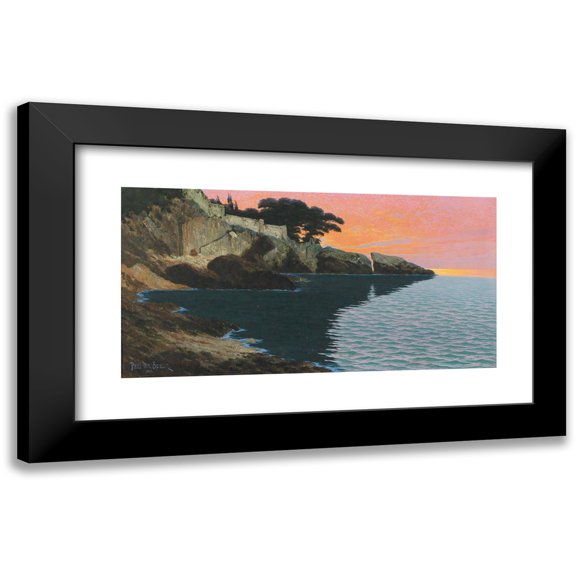 Paul Von Spaun 14x9 Black Modern Framed Museum Art Print Titled - Sunset on a Southern Coastline
