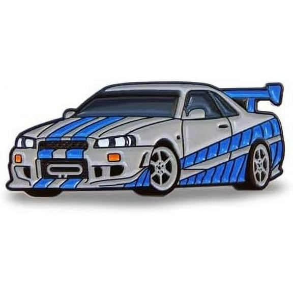 Paul Walker's Skyline R34 GTR V-Spec Enamel Pin - Fast and Furious GT-R JDM Style Lapel Pin - For Hats, Bags, Backpacks & Shirts