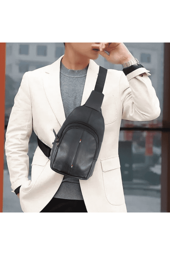 Genuine Leather Sling Bag Multi-pocket Chest Shoulder Crossbody Bag