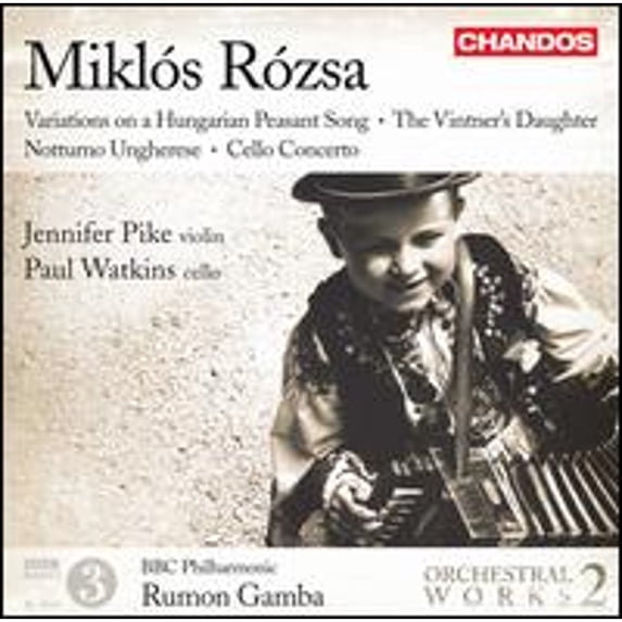 Pre-Owned Miklós Rózsa: Variations on a Hungarian Peasant Song; The Vintner's Daughter; Notturno Ungharese; (CD 0095115167427) by Jennifer Pike (violin), Paul Watkins (cello), BBC Philharmonic Orchestra, Rumon