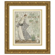Paul Zenker 12x14 Gold Ornate Wood Frame and Double Matted Museum Art Print Titled - The Thorny Cactus; Evening Dress, Garnished with Lace ‘A La Marechale’ (1921)