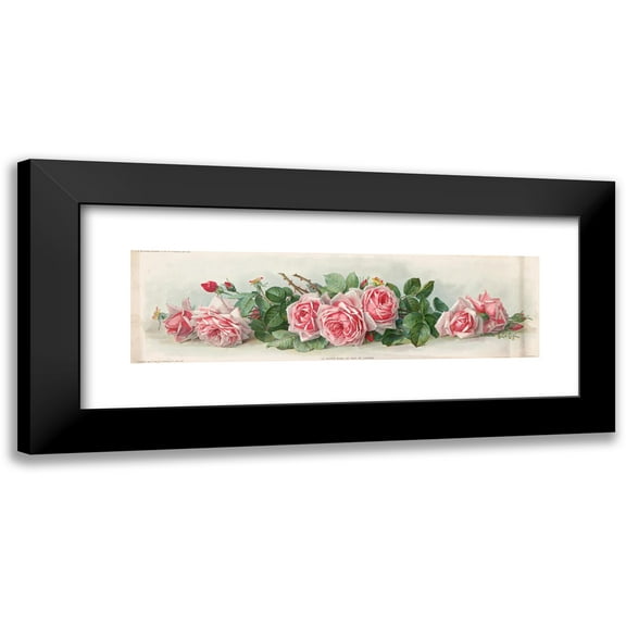 Paul de Longpre 14x7 Black Modern Framed Museum Art Print Titled - France Roses (1903)