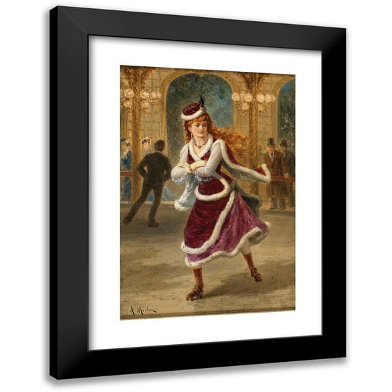 Paul Émile Antony Morlon 17x24 Black Modern Framed Museum Art Print Titled - Young, Red -Haired Parisian on the Roller Skate Railway