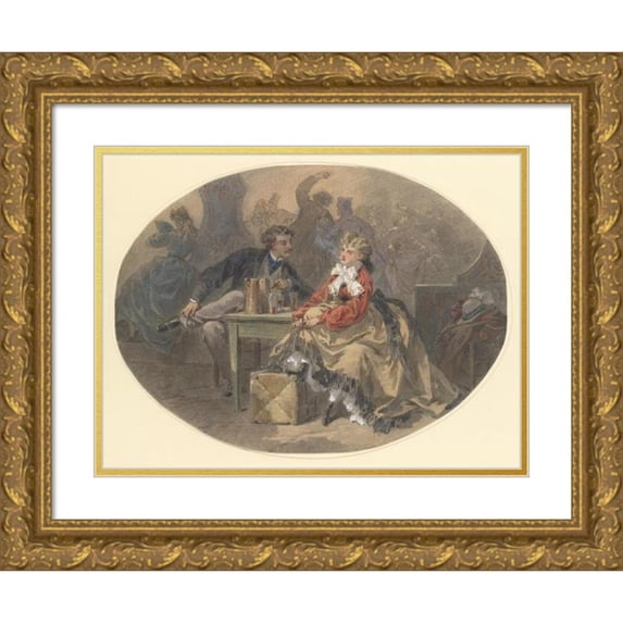 Paul Émile Antony Morlon 18x15 Gold Ornate Wood Frame and Double Matted Museum Art Print Titled - A Husband to Laugh