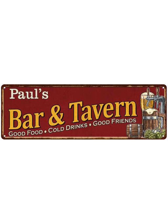 Paul's Bar and Tavern Red Chic Sign Man Cave Decor Gift 6x18 106180002102
