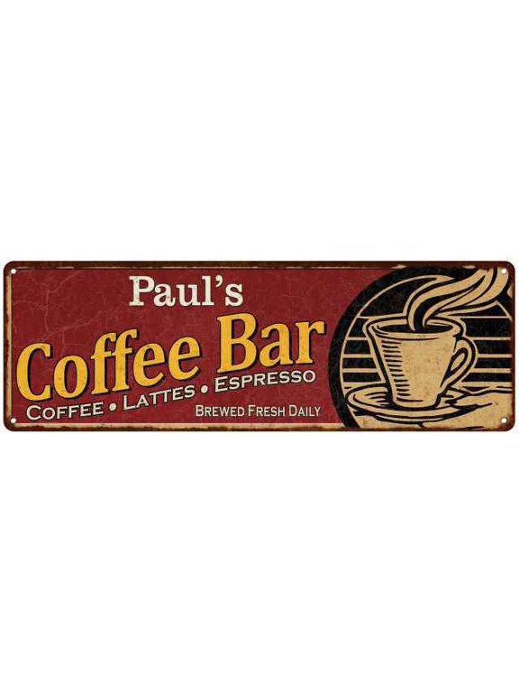 Paul's Coffee Bar Red Sign Kitchen Gift 6x18 206180006218