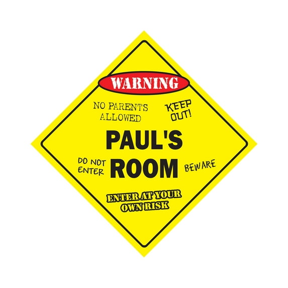 Paul's Room Sign Crossing Zone Xing | Indoor/Outdoor | 17" Tall kids bedroom decor door children's name boy girl