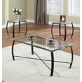 thumbnail image 1 of Paula 3 Piece Coffee Table Set, Copper Metal Frames & Beveled Glass Tops (Cocktail Coffee & 2 End Tables), Transitional, 1 of 7