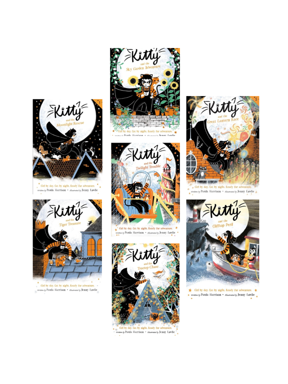 Kitty Series 7 Books Collection Set : Moonlight Rescue; Tiger Treasure; Sky Garden Adventure; Treetop Chase; Great Lantern Race; Twilight Trouble; and Clifftop Peril (7 Paperbacks)