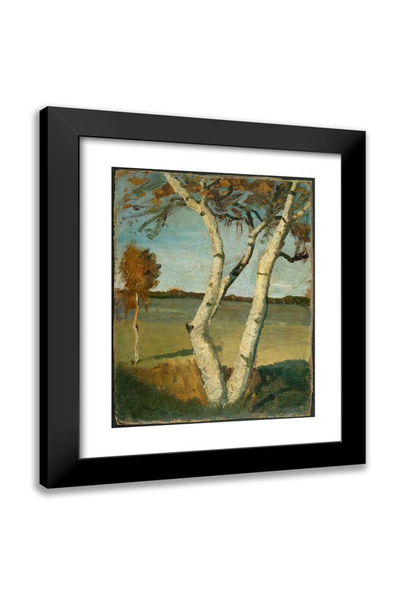 Paula Modersohn-Becker 12x14 Black Modern Framed Museum Art Print Titled - Birch Tree in a Landscape (1899)
