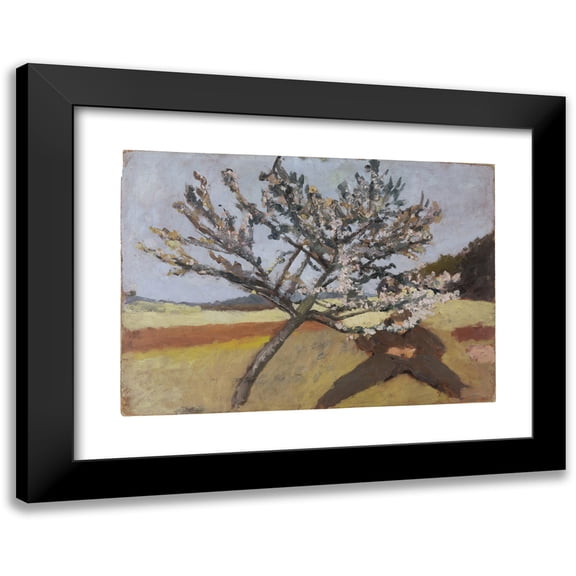 Paula Modersohn-Becker 24x18 Black Modern Framed Museum Art Print Titled - Man Lying Beneath a Blossoming Tree (1903)
