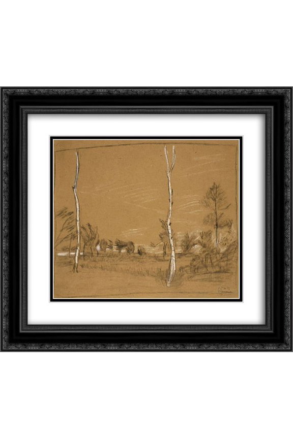 Paula Modersohn Becker 2x Matted 24x20 Black Ornate Framed Art Print 'Landscape with birch trees'