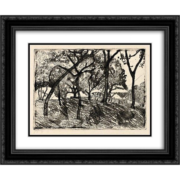 Paula Modersohn Becker 2x Matted 24x20 Black Ornate Framed Art Print 'Landscape with trees'